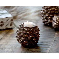 Chic Antique Teelichthalter|Weihnachtsdeko-Zapfen Teelichthalter mit Glitzer
