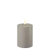 Deluxe Homeart Gartendekoration-LED Real Flame Outdoor Stumpenkerze grau