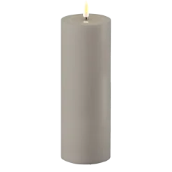 Deluxe Homeart Gartendekoration-LED Real Flame Outdoor Stumpenkerze grau