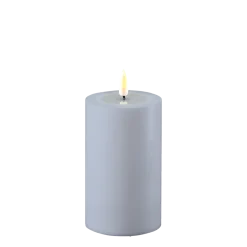 Deluxe Homeart Gartendekoration-LED Real Flame Outdoor Stumpenkerze staubig blau