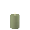 Deluxe Homeart Gartendekoration-LED Real Flame Outdoor Stumpenkerze staubig grün
