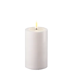 Deluxe Homeart Gartendekoration-LED Real Flame Outdoor Stumpenkerze weiß