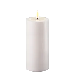 Deluxe Homeart Gartendekoration-LED Real Flame Outdoor Stumpenkerze weiß
