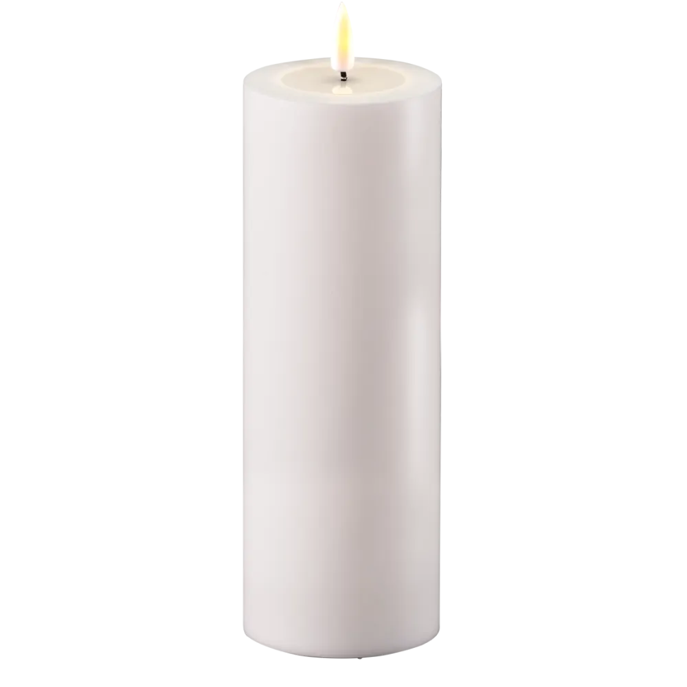 Deluxe Homeart Gartendekoration-LED Real Flame Outdoor Stumpenkerze weiß