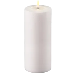 Deluxe Homeart Gartendekoration-LED Real Flame Outdoor Stumpenkerze weiß