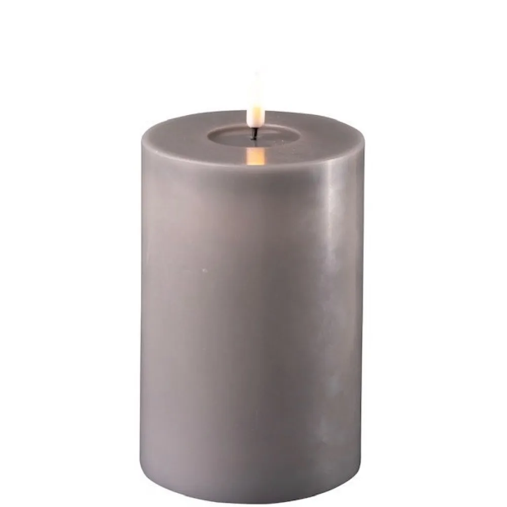 Deluxe Homeart Led-Kerzen & Led-Laternen|Kerzen-LED Stumpenkerze Real Flame grau