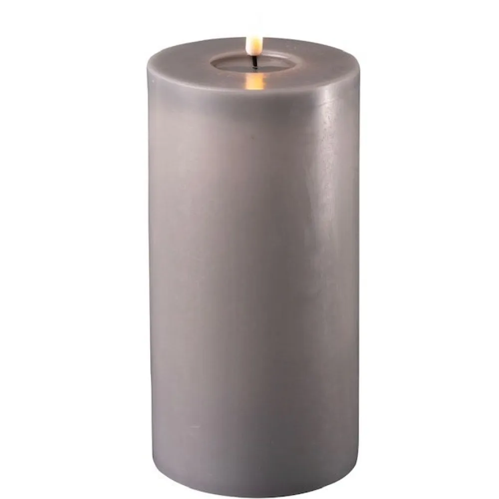 Deluxe Homeart Led-Kerzen & Led-Laternen|Kerzen-LED Stumpenkerze Real Flame grau