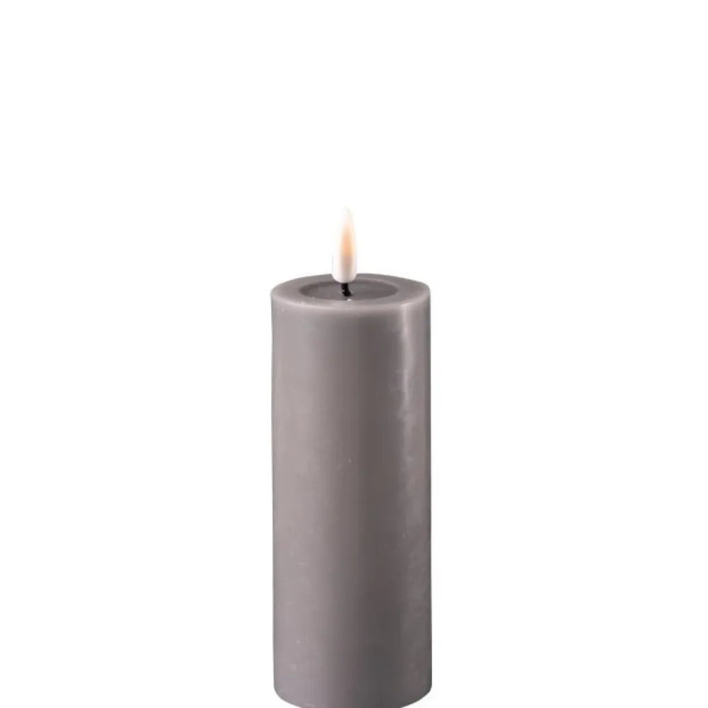 Deluxe Homeart Led-Kerzen & Led-Laternen|Kerzen-LED Stumpenkerze Real Flame grau