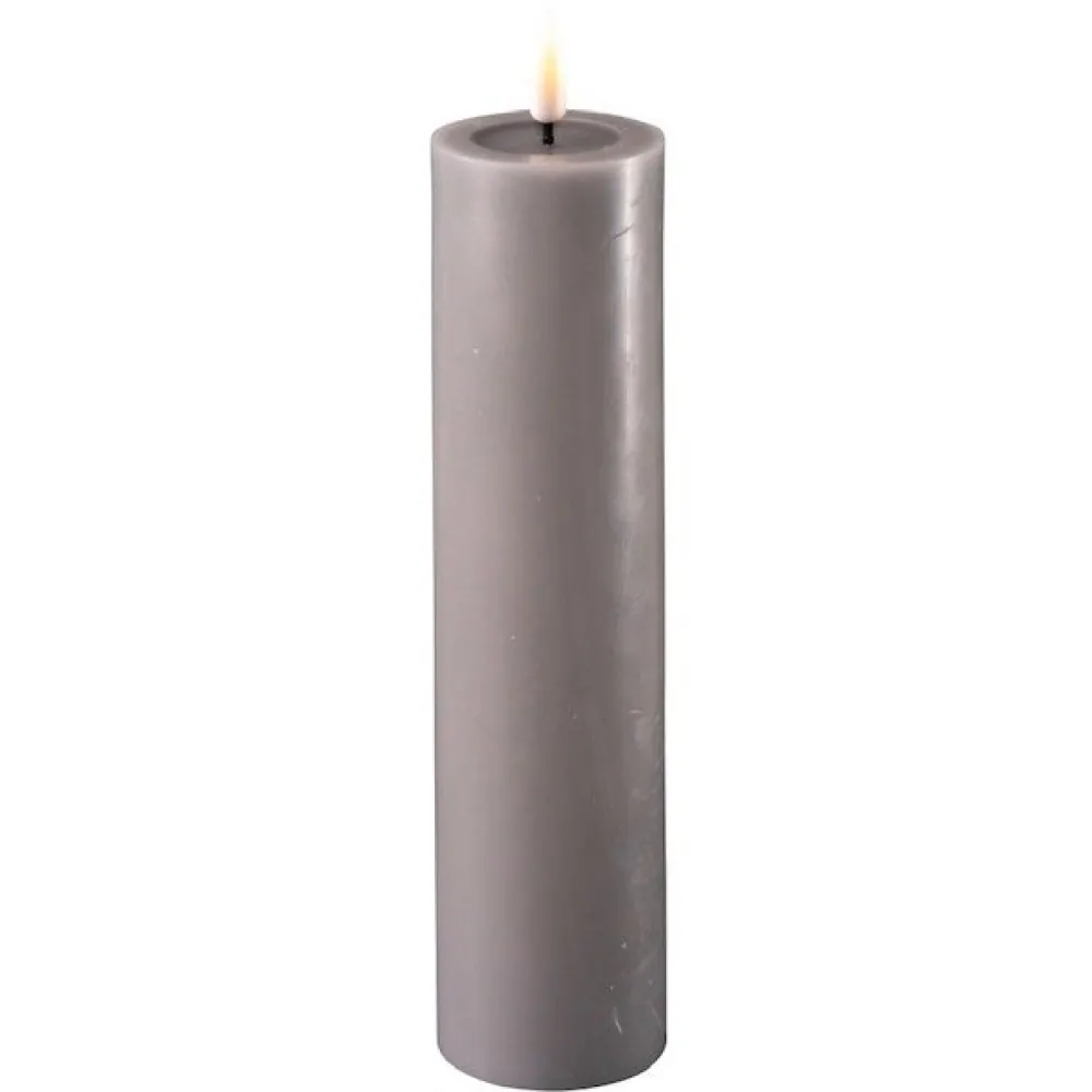 Deluxe Homeart Led-Kerzen & Led-Laternen|Kerzen-LED Stumpenkerze Real Flame grau
