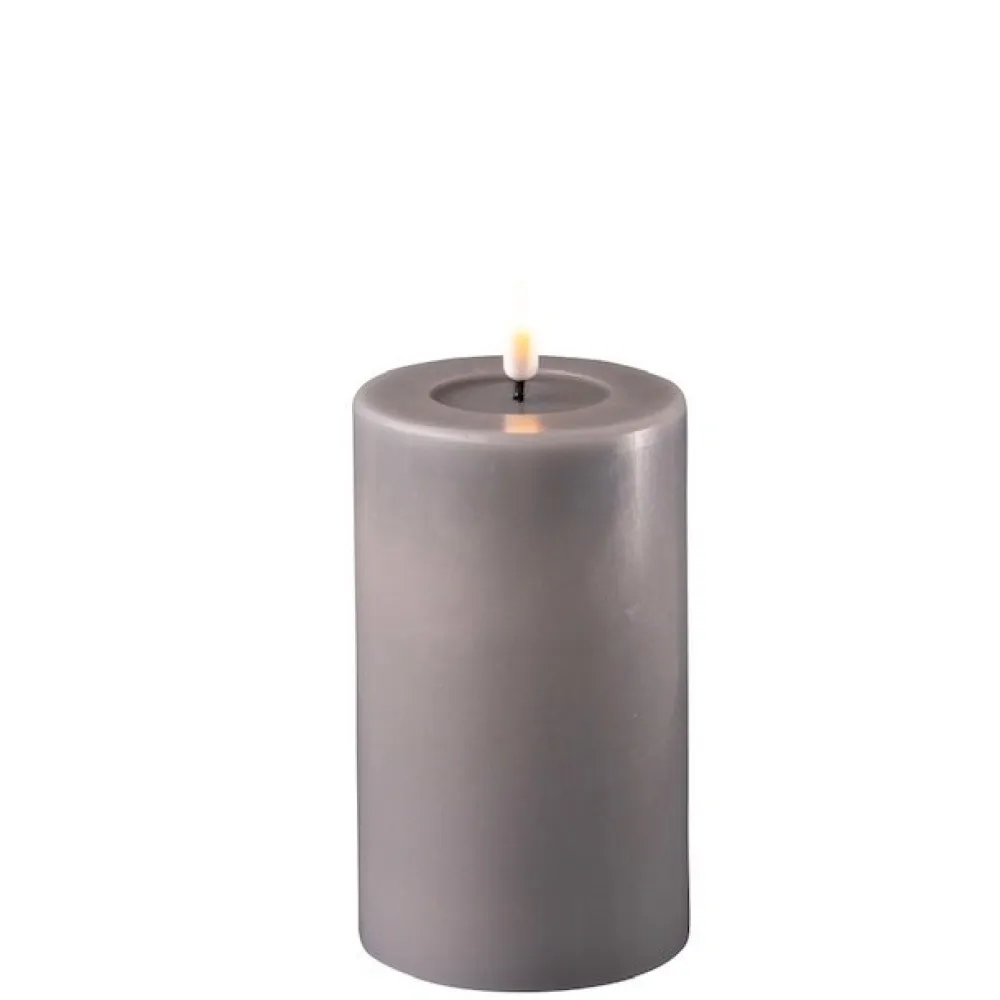 Deluxe Homeart Led-Kerzen & Led-Laternen|Kerzen-LED Stumpenkerze Real Flame grau