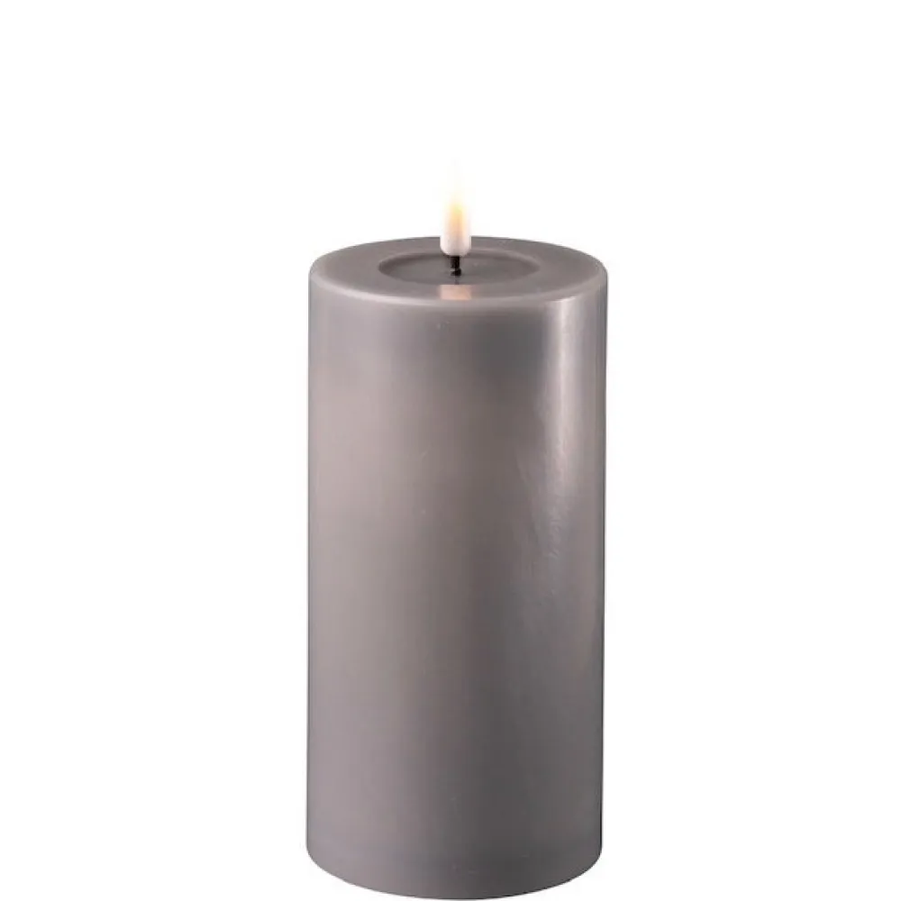 Deluxe Homeart Led-Kerzen & Led-Laternen|Kerzen-LED Stumpenkerze Real Flame grau