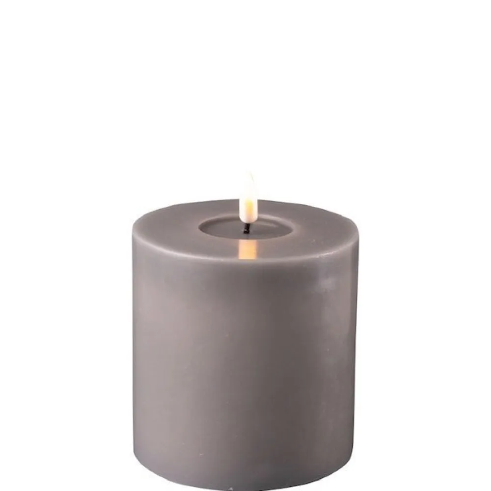 Deluxe Homeart Led-Kerzen & Led-Laternen|Kerzen-LED Stumpenkerze Real Flame grau