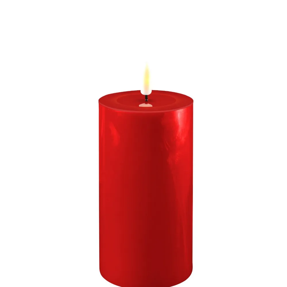Deluxe Homeart Led-Kerzen & Led-Laternen|Kerzen-LED Stumpenkerze Real Flame rot