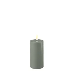 Deluxe Homeart Led-Kerzen & Led-Laternen|Kerzen-LED Stumpenkerze Real Flame salbei green