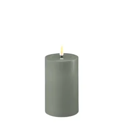 Deluxe Homeart Led-Kerzen & Led-Laternen|Kerzen-LED Stumpenkerze Real Flame salbei green