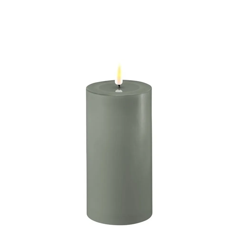 Deluxe Homeart Led-Kerzen & Led-Laternen|Kerzen-LED Stumpenkerze Real Flame salbei green