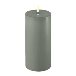 Deluxe Homeart Led-Kerzen & Led-Laternen|Kerzen-LED Stumpenkerze Real Flame salbei green