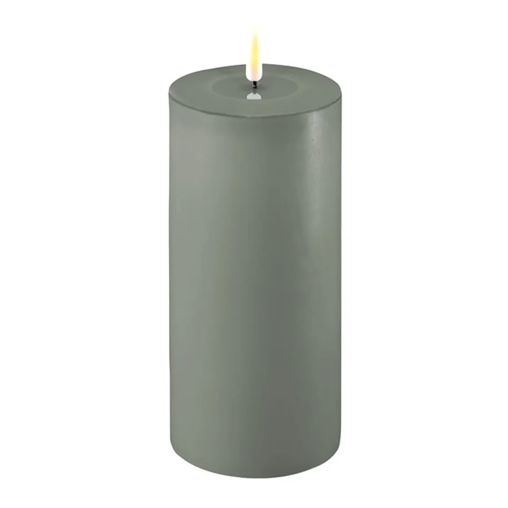 Deluxe Homeart Led-Kerzen & Led-Laternen|Kerzen-LED Stumpenkerze Real Flame salbei green