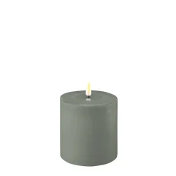Deluxe Homeart Led-Kerzen & Led-Laternen|Kerzen-LED Stumpenkerze Real Flame salbei green