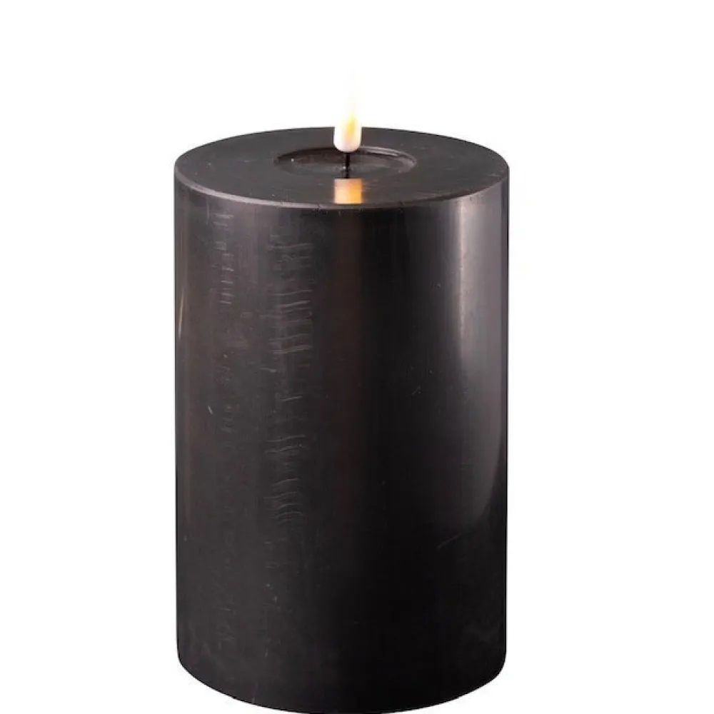 Deluxe Homeart Led-Kerzen & Led-Laternen|Kerzen-LED Stumpenkerze Real Flame schwarz