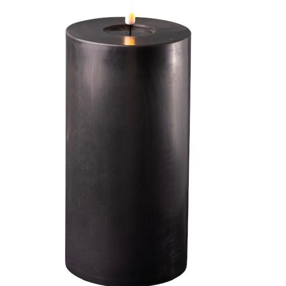 Deluxe Homeart Led-Kerzen & Led-Laternen|Kerzen-LED Stumpenkerze Real Flame schwarz