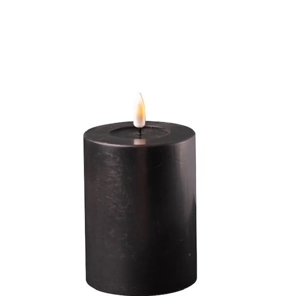 Deluxe Homeart Led-Kerzen & Led-Laternen|Kerzen-LED Stumpenkerze Real Flame schwarz
