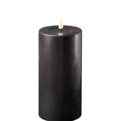Deluxe Homeart Led-Kerzen & Led-Laternen|Kerzen-LED Stumpenkerze Real Flame schwarz