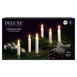 Deluxe Homeart Kerzen|Led-Kerzen & Led-Laternen-LED Weihnachtsbaumkerzen mit Kerzenwachs beschichtet 6 stk