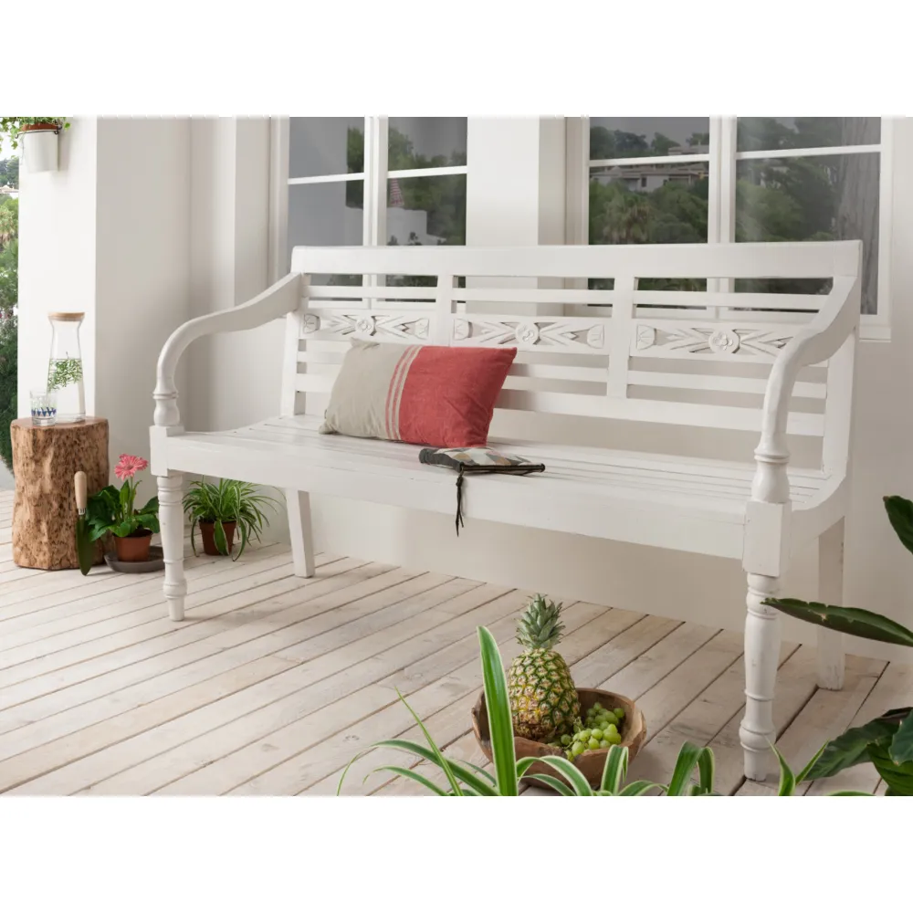 Faktorei Gartenmöbel|Gartenmöbel-Sitzbank aus Mahagoni Holz, 3-sitzig