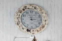 Faktorei Uhren-Wanduhr Shabby, recyceltes Holz, weiß