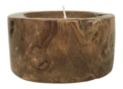 HSM Collection Kerzen|Teakholz Deko & Möbel-Baumstammkerze Teakholz