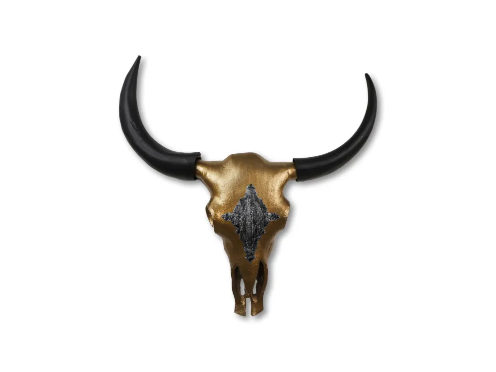 HSM Collection Wanddekoration|Deko-Objekte & Figuren-Büffelkopf Gold/Schwarz Metall