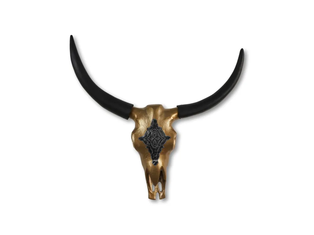 HSM Collection Wanddekoration|Deko-Objekte & Figuren-Büffelkopf Gold/Schwarz Metall