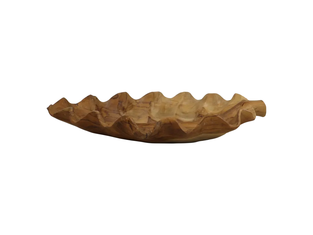 HSM Collection Dekoschalen-Obstschale Leaf Teakholz