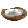 HSM Collection Dekoschalen-Obstschale Teakholz mit Aluminiumschale silber