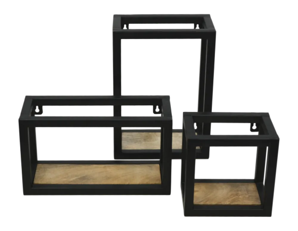 HSM Collection Wandregale-Wandregal Levels aus Mangoholz und Eisen