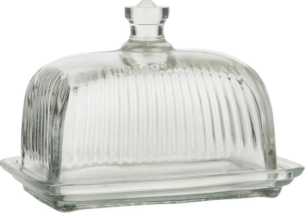 IB Laursen Butter- & Brotdosen-Butterbox aus Glas mit Rillen