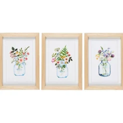 IB Laursen Bilderrahmen|Wanddekoration-3er Bilder-Set mit Blumenmotiv im Holzrahmen