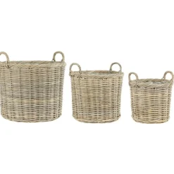 IB Laursen Körbe-3er Korbsatz Rattan mit 2 Henkeln