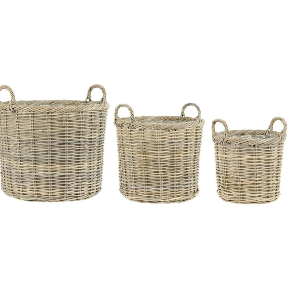 IB Laursen Körbe-3er Korbsatz Rattan mit 2 Henkeln