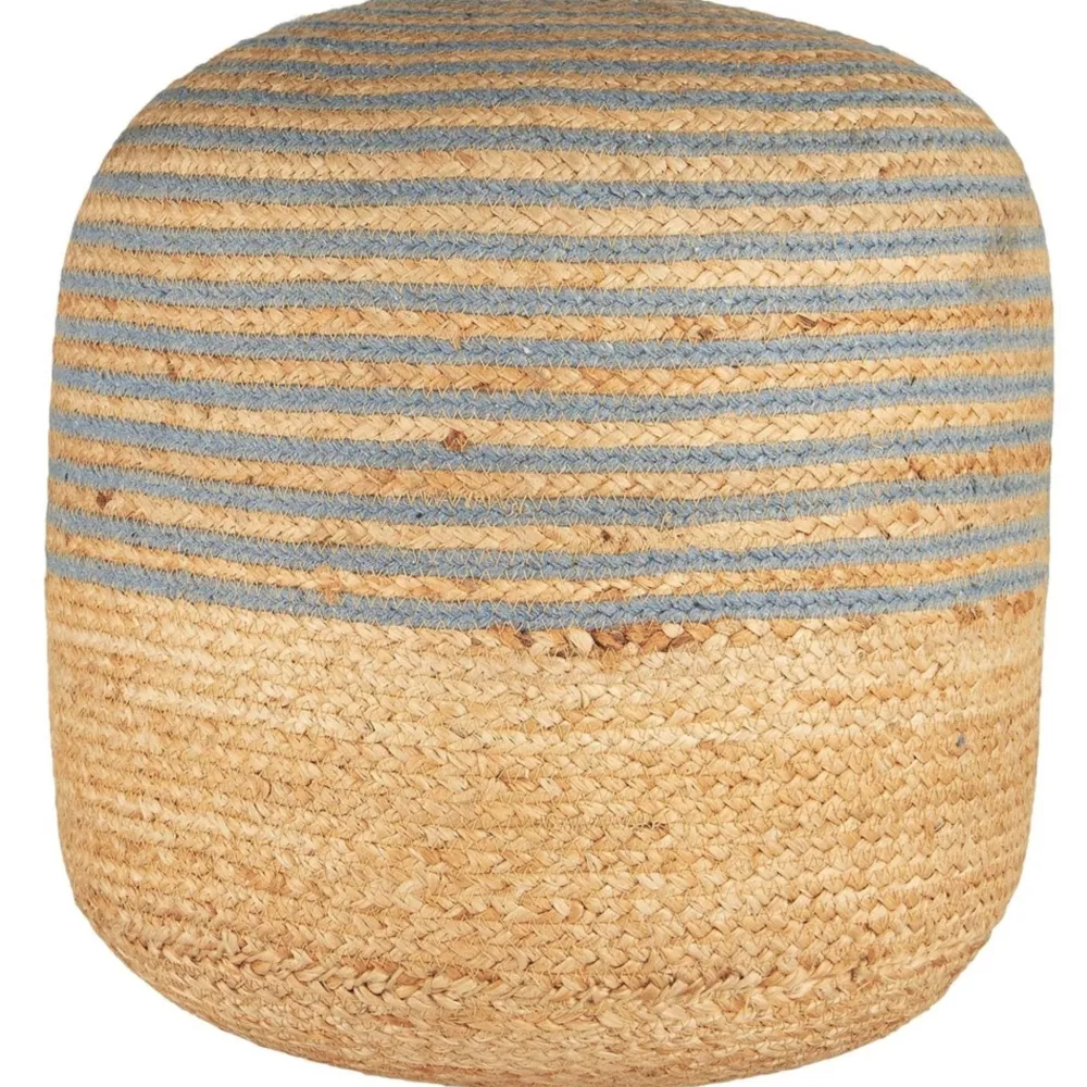 IB Laursen Hocker & Poufs-Fußhocker aus Jute mit blauen Streifen