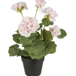 IB Laursen Kunstblumen & Kunstpflanzen-Geranie in Topf rosa Blumen