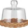 IB Laursen Glasglocken|Etageren & Kuchenplatten-Glasglocke mit Rattanboden mundgeblasen