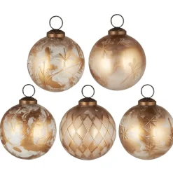 IB Laursen Weihnachtsdeko-Große Weihnachtskugeln 5er-Set mit goldfarbener Eingravierung