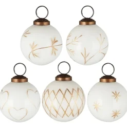 IB Laursen Weihnachtsdeko-Große Weihnachtskugeln 5er-Set mit goldfarbener Eingravierung