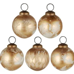 IB Laursen Weihnachtsdeko-Große Weihnachtskugeln 5er-Set mit goldfarbener Eingravierung
