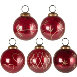 IB Laursen Weihnachtsdeko-Große Weihnachtskugeln 5er-Set mit goldfarbener Eingravierung