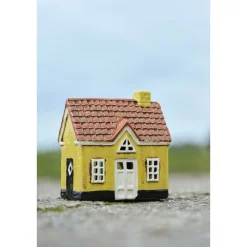 IB Laursen Lichthäuser, Keramik-Häuschen|Teelichthalter-Keramik Haus für Teelicht My Home Town gelb