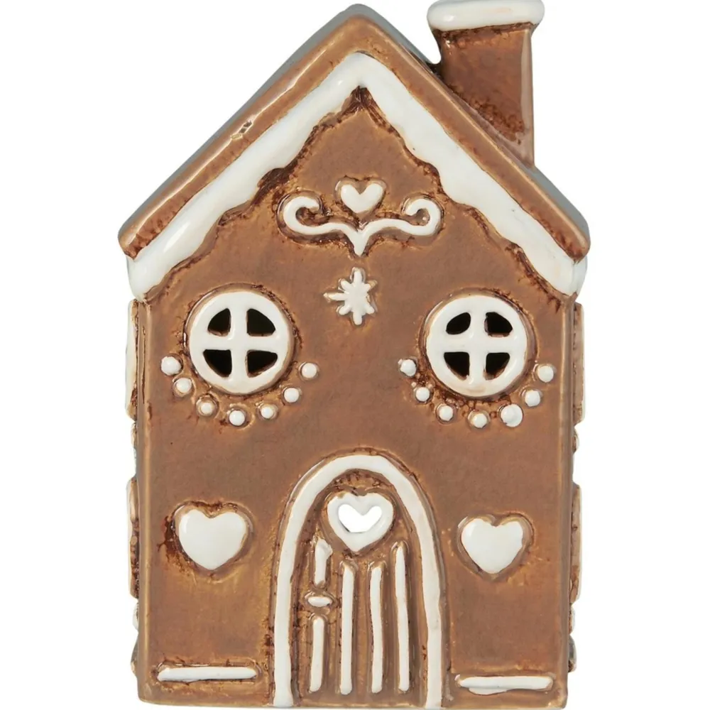 IB Laursen Lichthäuser, Keramik-Häuschen|Weihnachtsdeko-Keramikhaus Lichthaus Stillenat Lebkuchen Look