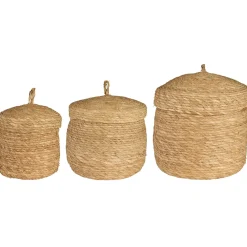 IB Laursen Körbe-Korbsatz mit Deckel 3er Set Seegras